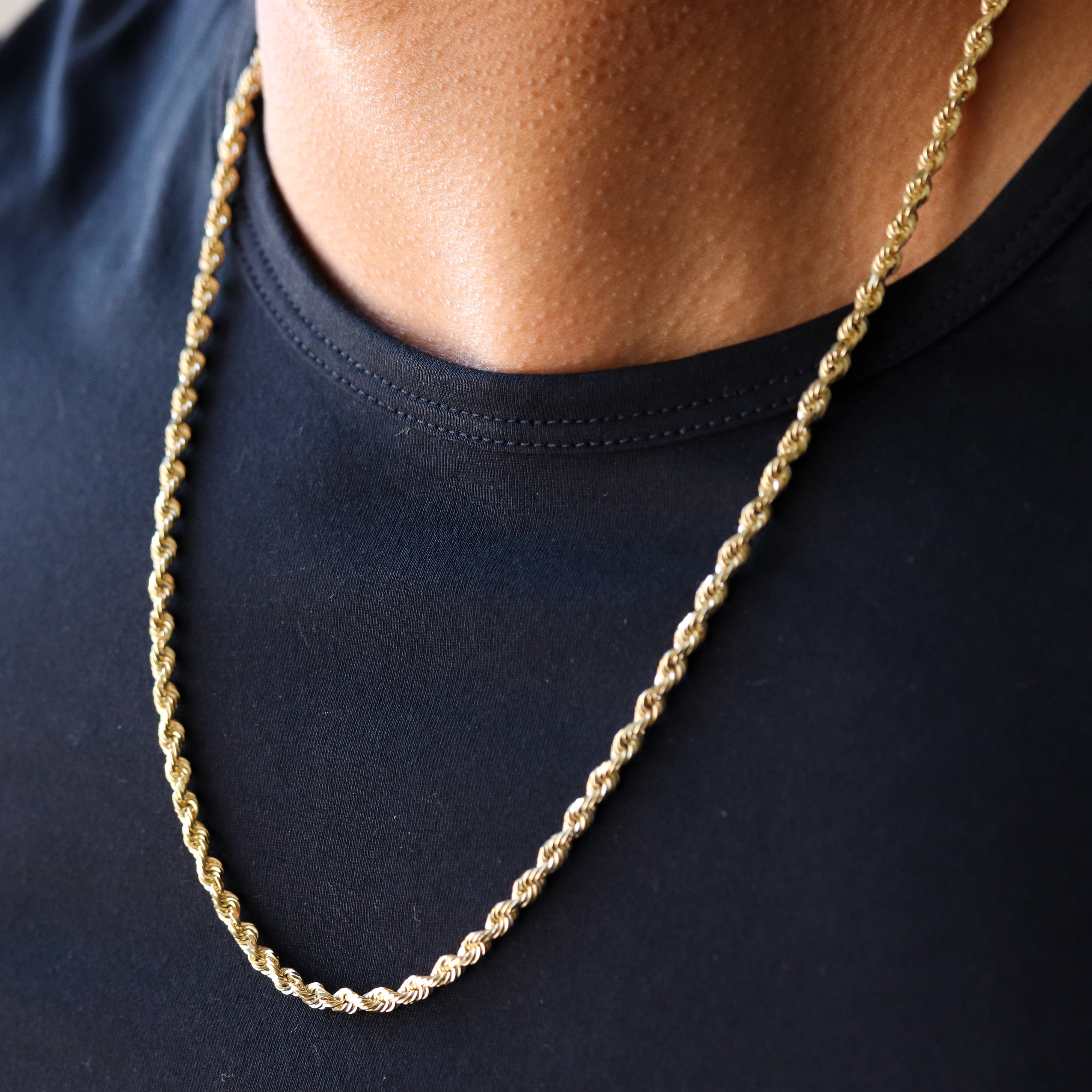 14K Solid Gold Rope Chain Necklace 2mm 16" - 24"