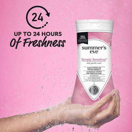 Summer’s Eve Simply Sensitive Daily Feminine Wash, Removes Odor, pH Balanced, 9 fl oz