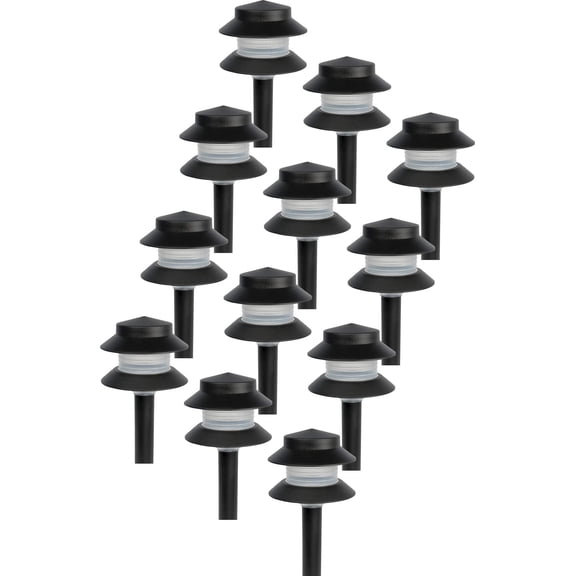 Paradise GL22627 Low Voltage 4W LED Path Light - Waterproof Outdoor - 12 Pack, Black