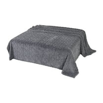 Flannel Blanket for Bed Sofa Chair Cozy Four Leaf Print Fleece Throw Blanket Plush Warm Thick Shaggy Blue Blanket for Girl Women Adults