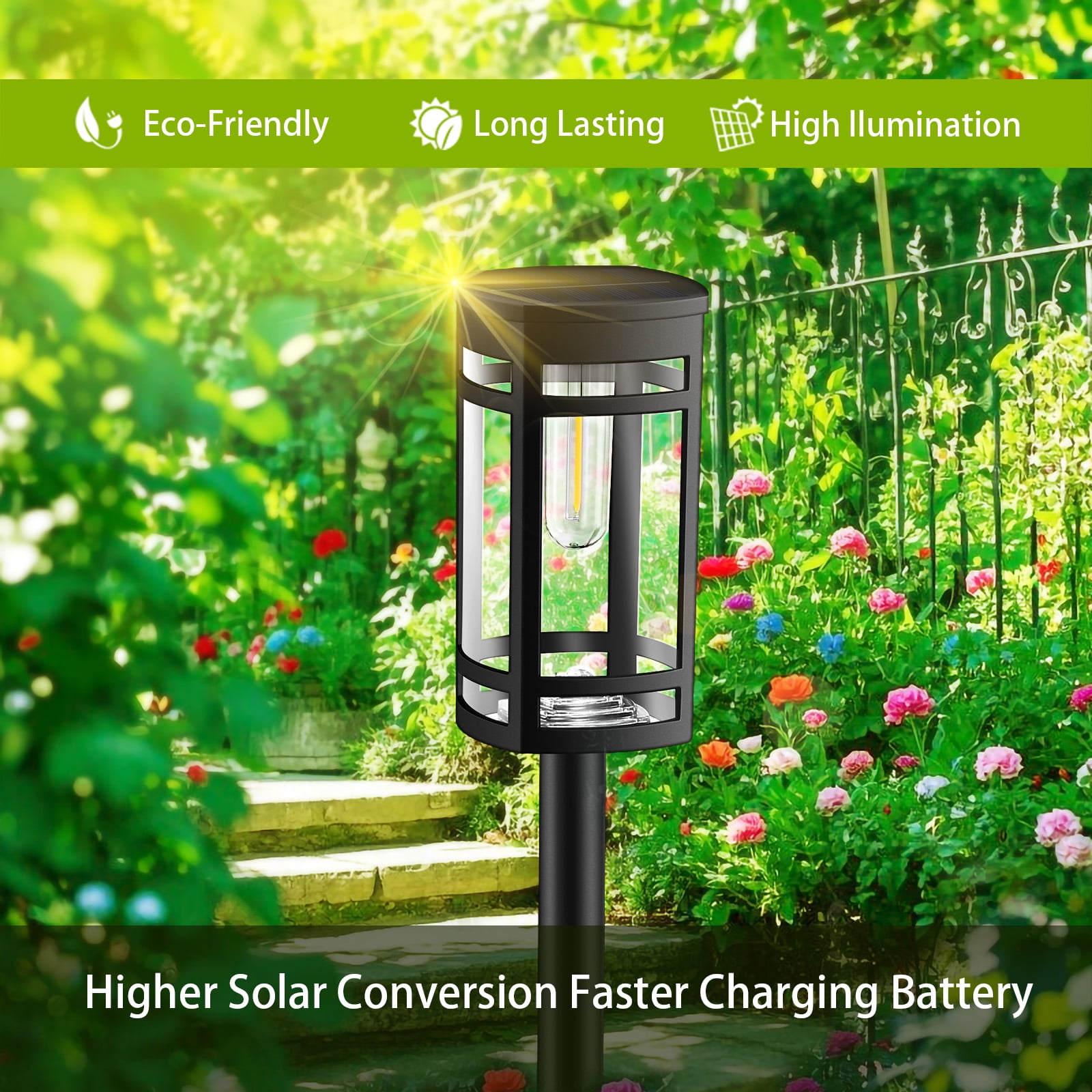 [8 Pack] Solar Outdoor Lights Waterproof for Outside Walkway Pathway Driveway Garden Yard Landscape Lighting Warm White.