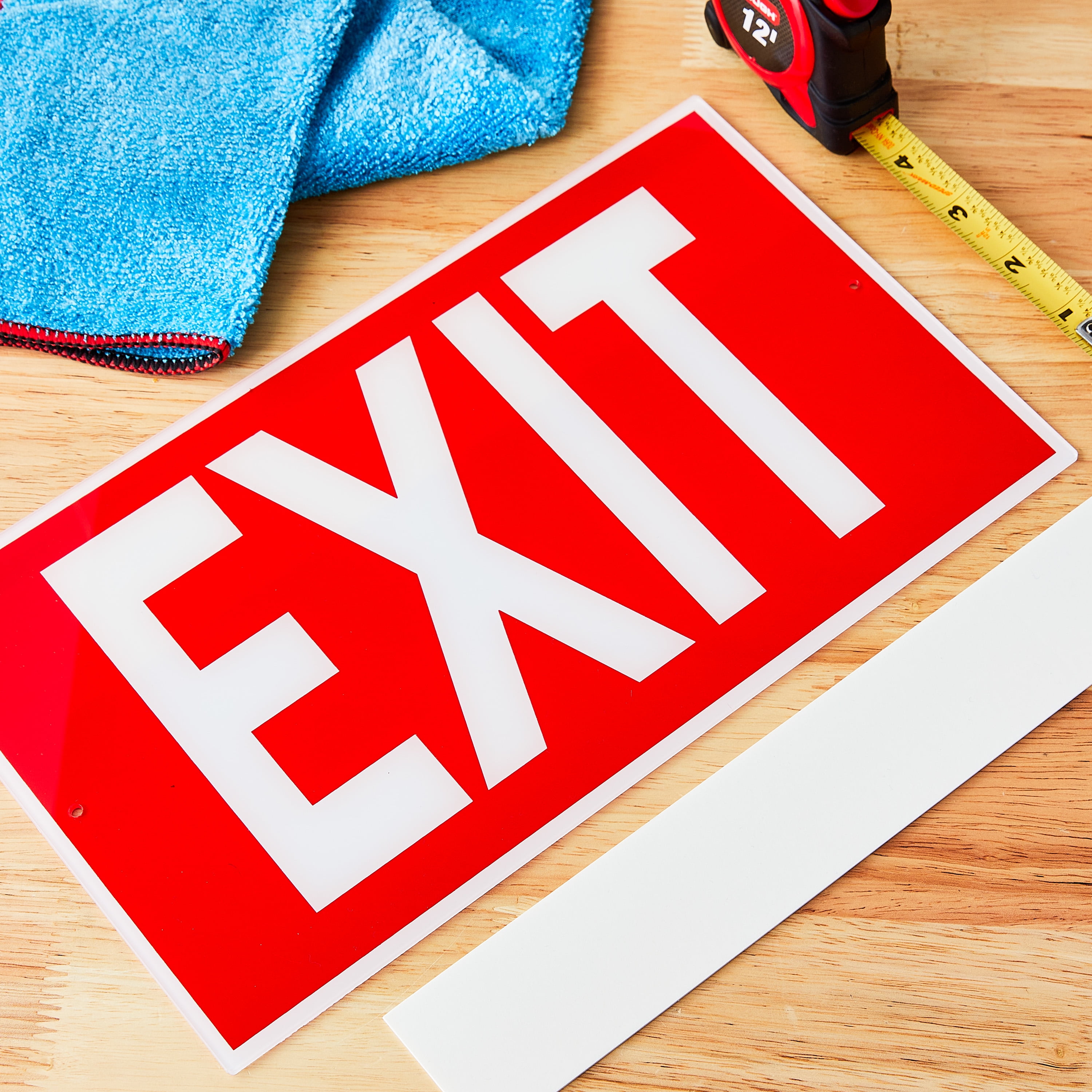 (3 pack) Pen+Gear 7x12 inch Exit Sign - Durable Acrylic, High Visibility Red with White Text, Emergency Use