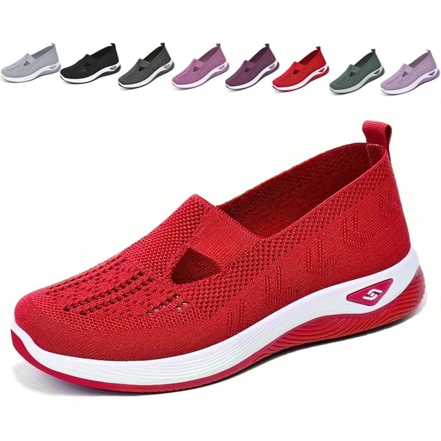 Zapatillas de punto cómodas y transpirables para mujer, zapatillas de punto para mujer, zapatos anchos transpirables para mujer