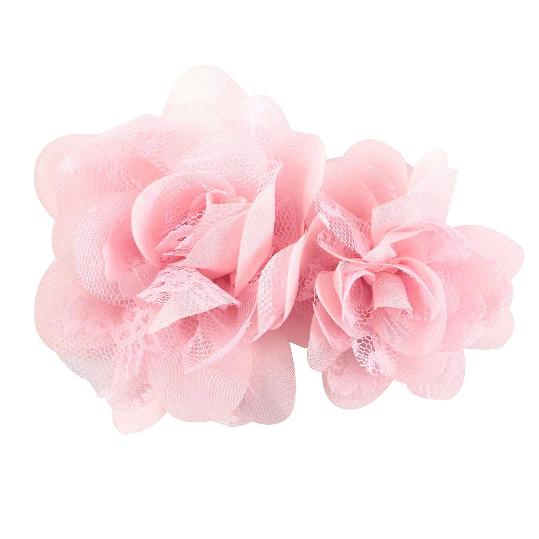 Offray Light Pink 4 1/2" Handmade Chiffon Flower With Lace Applique, 1 Each, Sewing Embellishment