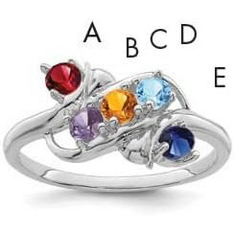 14k White Gold Polished 5 Stone Mothers Ring Mounting no stones included 2.9gm