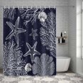 thumbnail image 4 of Bathroom Shower Curtain Watercolor Starfish Shell Coral Waterproof Shower Curtains with Hooks, Ocean Creature on Black Bath Curtains Bathtub Curtain Home Decor 72x84in, 4 of 9