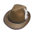 thumbnail image 3 of yotijay Fedora Hats for Men Cosplay Classic Aesthetic Winter Curled Brim Cap for Outdoor Brown, 3 of 9