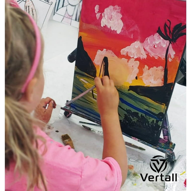 Arteza Kids Canvas Paint Kit, 4 Mini Canvas- 3 x 3 with Easel, Dinosaurs 