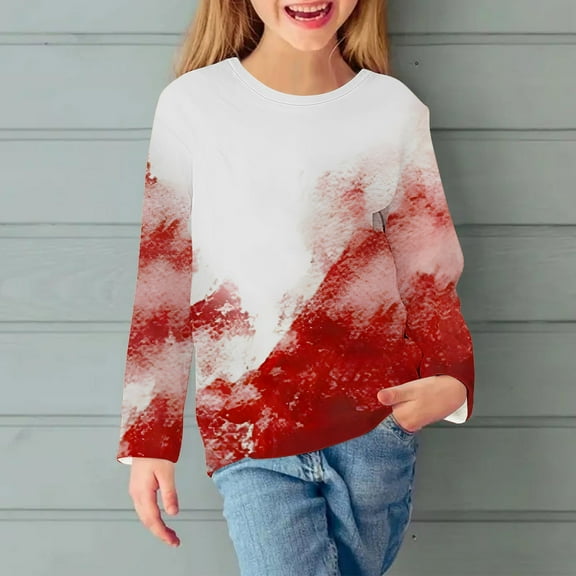 WFJCJPAF Halloween Girls Halloween Shirt Size 8,Boys And Girls Halloween Printed Tops Spring And T-shirt Round Neck Single Shirt Long Sleeved Base Shirt - White 3 Years