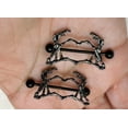 thumbnail image 6 of Surgical Steel Nipple Ring Barbell Shield 14 Gauge Skeleton Heart Pair, 6 of 8