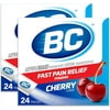 BC Powder Pain Reliever, Cherry Flavor Aspirin Dissolve Packs, 24 Count Powder Packets (2 Pack)