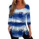 thumbnail image 2 of ICHUANYI Clearance Fashion Women Solid T-shirt Mid-length 3/4 Sleeves Blouse Round Neck Casual Tops(Blue, S) ICHUANYI WER2023081002098, 2 of 3