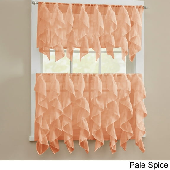 Chic Sheer Voile Vertical Ruffled Tier Window Curtain Valance or Tier