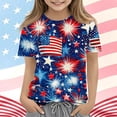 thumbnail image 2 of Guluxicc 4th of July Girls Tees with Amarican Flag Printed Kids T Shirt Girls' Summer Tops Clothes for 3-14 Years, 2 of 6