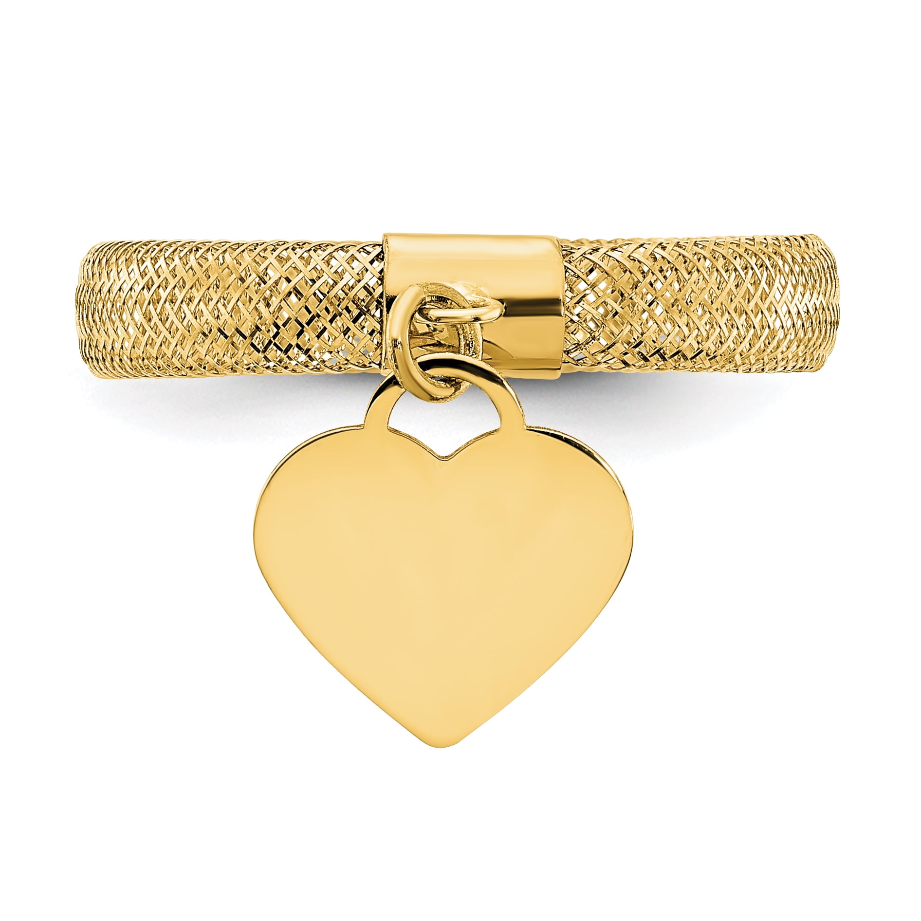 Details about Real 14kt Gold Woven Mesh Stretch Polished Heart Charm Ring Size:7 Details about Real 14kt Gold Woven Mesh Stretch Polished Heart Charm Ring Size:7