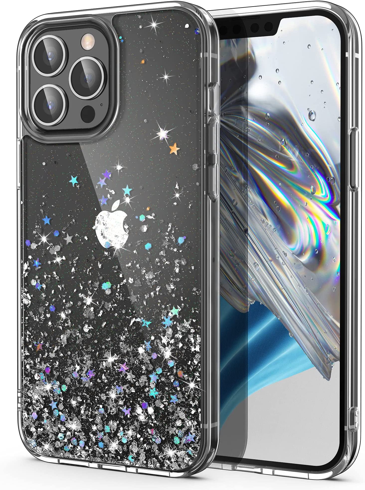 ULAK Glitter Case for iPhone 14 Pro Max, Clear Slim Shockproof Bumper Phone  Case for Apple iPhone 14 Pro Max 2022 for Women Girls, Silver Stars