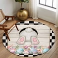 thumbnail image 2 of Large Round Rug 8Ft Washable Non-Slip, Black White Bunny Easter Circle Area Rugs for Living Room Bedroom, Eggs Spring Floral Rabbits Wooden Indoor Floor Mats Carpet Runner for Home Decor, 2 of 8