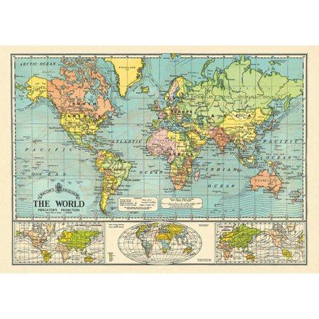 2pcs . The World Map 6 Derative Paper Sheet 20" X 28"