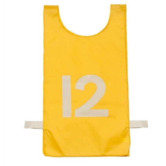 Champion Sports Heavyweight Numbered Nylon Pinnie, Pack of 12, Yellow, Adult