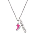 thumbnail image 1 of Delight Jewelry Silvertone 3-D Hot Pink Ice Skate Silvertone Sisters Best Friends Forever Bar Charm Necklace, 23", 1 of 4