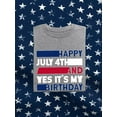 thumbnail image 3 of Happy July 4Th And My Birthday T-Shirt Men -Image by Shutterstock, Male 3X-Large, 3 of 4
