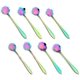 thumbnail image 1 of Cuchara para mezclar portátil y liviana, juego de cucharas con forma de flor, diferentes patrones, de acero inoxidable para mezclar café y té, diseño creativo, apta para lavavajillas (arcoíris), 1 of 7