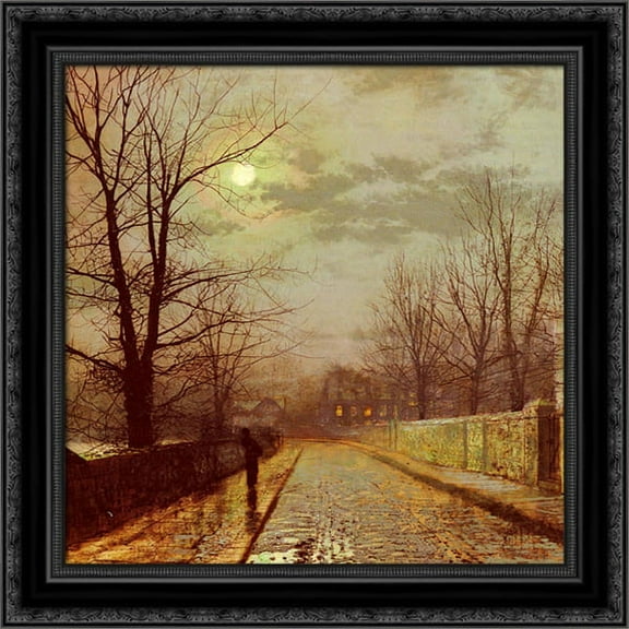 Lane In Cheshire 20x21 Black Ornate Wood Framed Canvas Art by Grimshaw, John Atkinson
