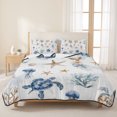 thumbnail image 3 of King Quilt Set 96''x106'', Blue Brown Coastal Lightweight Bedspread Coverlet Set with 2 Pillow Shams, Nautical Summer Beach Sea Turtle Breathable All Season Quilt Bedding for Bedroom/Guest Room, 3 of 9