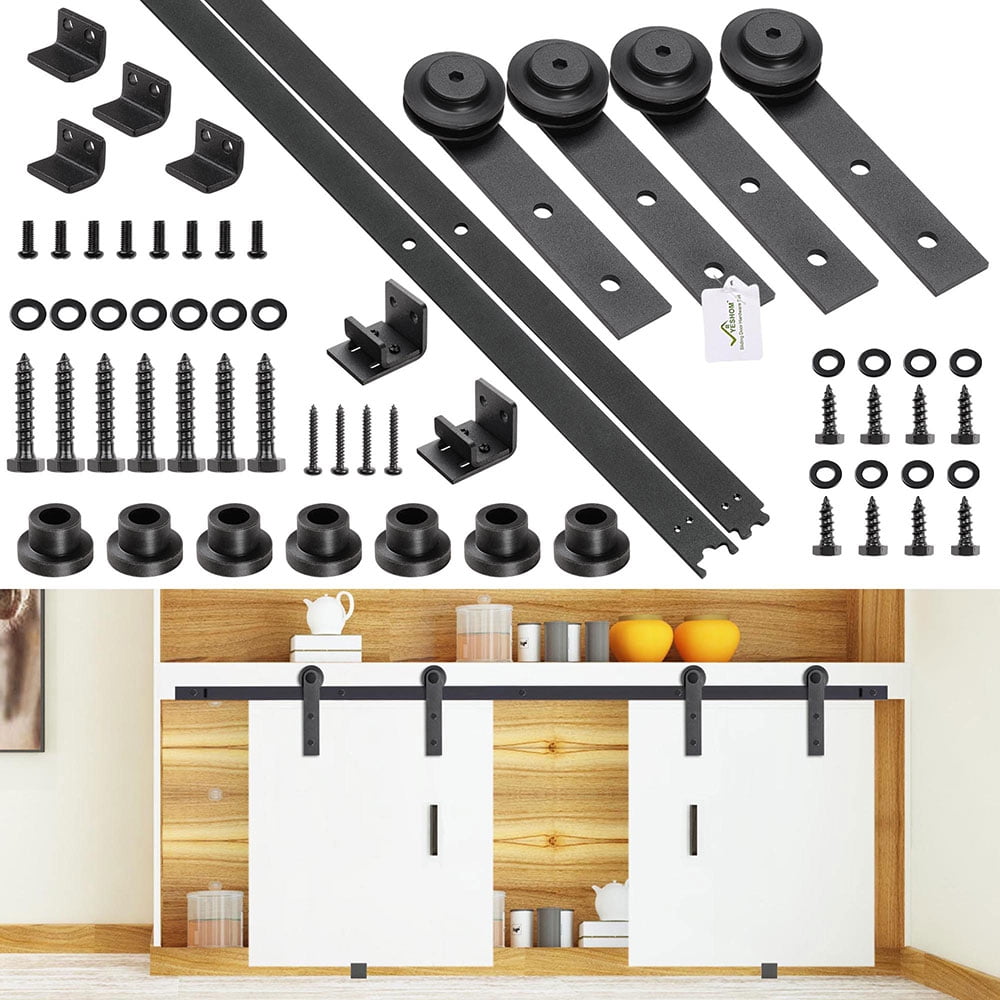 5 Ft. Mini Double Sliding Barn Door Hardware Kit Roller Track