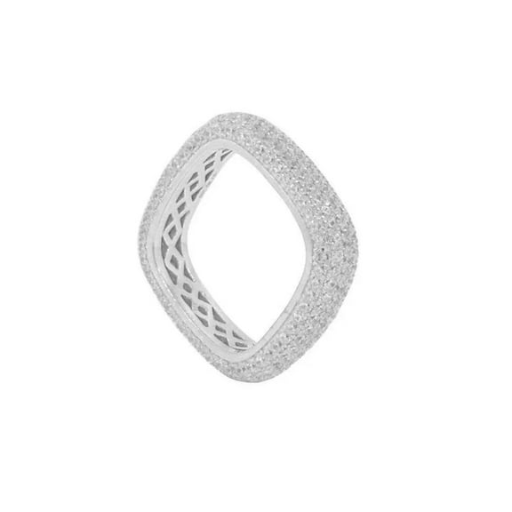 ADIRFINE 925 Solid Sterling Silver Cubic Zirconia 5MM Square Eternity Band