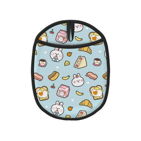 

Pofeuu Rabbit Burger Coffee Print Silicone Pot Mat Mitten With Hanging Loop Heat Resistant Oven Mitts Non-Slip Bbq Baking Smoking Potholders