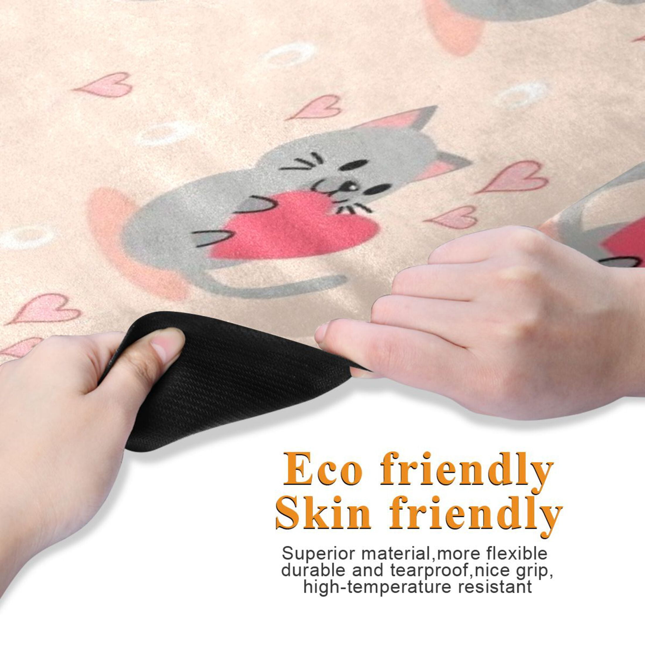 BZSMCE Yoga Mat Women Fitness Mat Cute Cat Heart Pattern