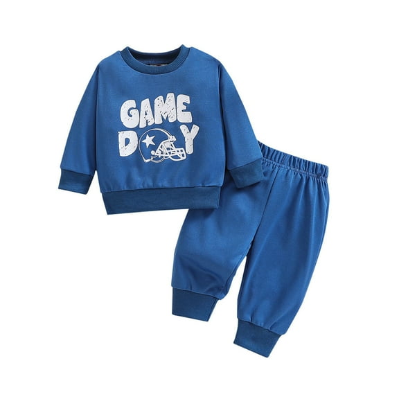 Odeerbi Infant Boys Girls Sweatsuits Fall Winter Two Piece Outfits Set Long Sleeve Round Neck Sweatshirt Casual Jogger Pants Baby Sport Tracksuit Blue