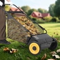 thumbnail image 5 of 26 Inch Push Lawn Sweeper, Leaf and Grass Collector with 7 Cu.ft Mesh Bag, 4 Spinning PP Brushes, Durable Steel Construction, Adjustable Height & Rubber Tires for Yard Cleanup-Black+Yellow, 5 of 6