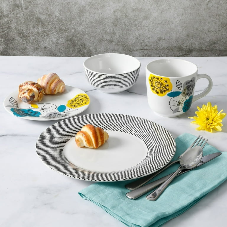 Gibson Home Marigold 16 Piece Fine Ceramic Dinnerware Set, Service