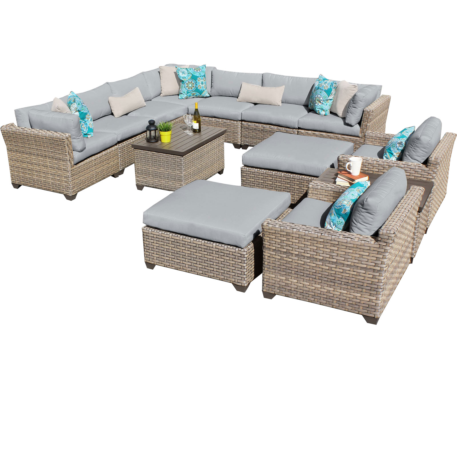 Hampton 13 Piece Outdoor Wicker Patio Furniture Set 13a
