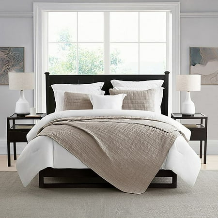 Swift Home Enzyme Washed Ultra Soft Crinkle 3-Piece Full/Queen Coverlet Set in Mushroom