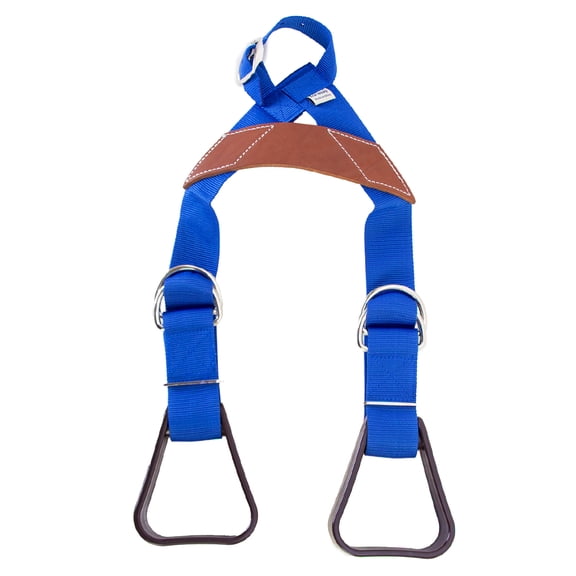 Hilason Saddle Buddy Kids Stirrup  Adjustable Black Nylon with Genuine Cow Leather Black Blue