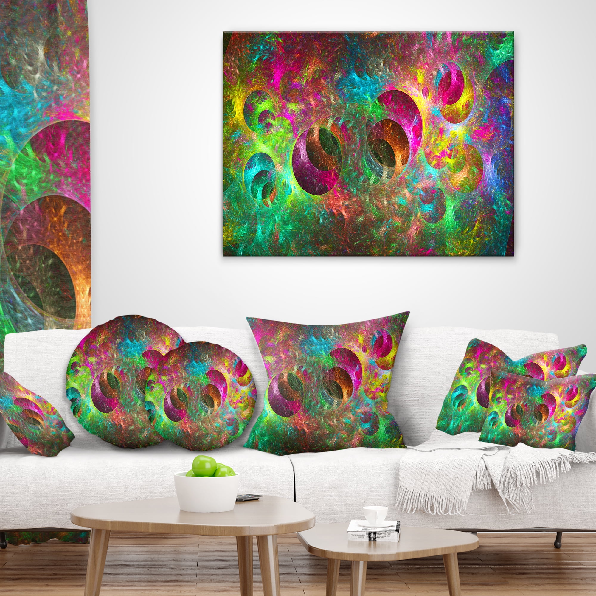 Designart Multi Color Fractal Glass Texture - Abstract Throw Pillow - 18x18