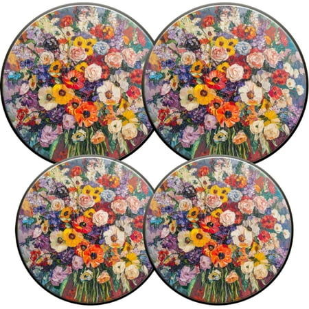 

Electric Stove Burner Covers 4 Pcs Round Gas Burner Cover 8 and 10 Inch Vibrant Bouquet of Multicolored Flowers