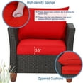 thumbnail image 5 of Gymax 3PCS Patio Rattan Conversation Set Outdoor Furniture Set w/ Red Cushions, 5 of 6