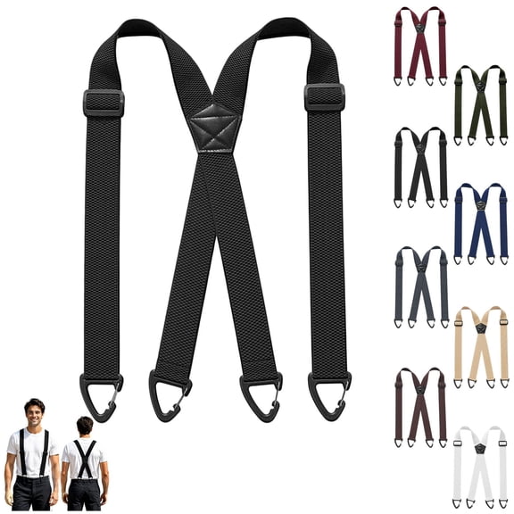X Back Hidden Suspenders for Men 1.5 Inch | Invisible, Heavy Duty Work Suspenders, Under Clothing Wear, 4 Clip Design, Durable Hook, Use for Jeans Pants, Fits Men Women