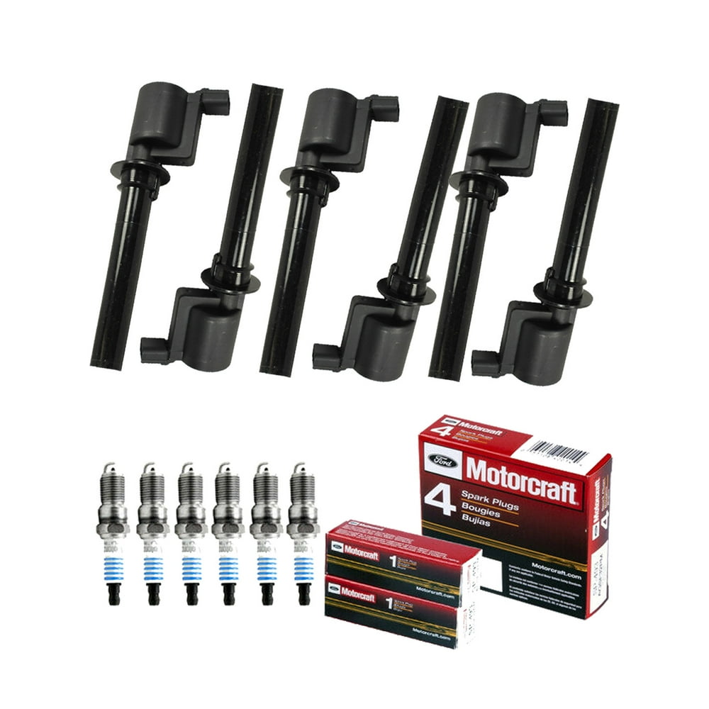 Set of 6 Ignition Coil and Motorcraft Spark Plugs Compatible with 2001