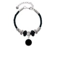 thumbnail image 2 of Delight Jewelry Silvertone Small Black Enamel Disc Aunt Celtic Knot Leather Bead Bracelet, 7"+2" Extender, 2 of 4
