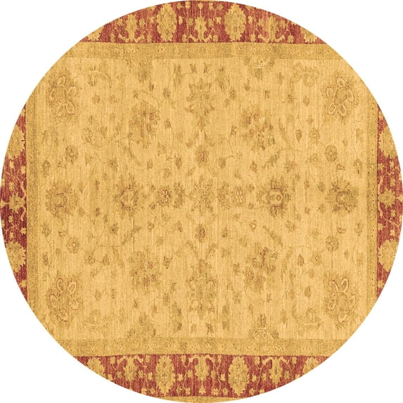 Ahgly Company Indoor Round Oriental Brown Traditional Area Rugs, 3' Round