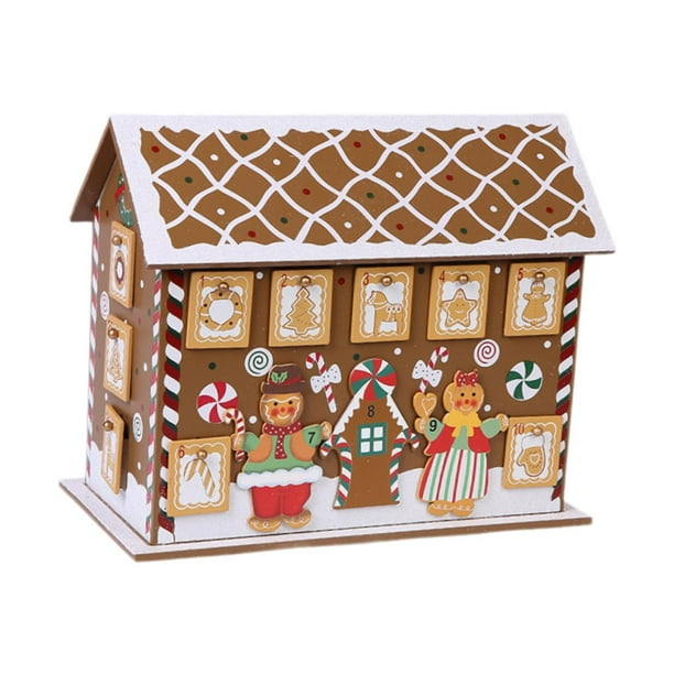 Calendario de Adviento de Navidad 2024 con forma de casa de jengibre, adorno para decoración navideña, suministros para fiestas, mesa y oficina