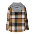 thumbnail image 5 of Bcresic Clearance Sale,Womens Flannel Plaid Hoodie Jacket Shacket Long Sleeve Button Down Fleece Hooded Winter Warm Sherpa Lined Coat Casual Drawstring Fall Shirts(Brown,XL), 5 of 6