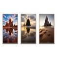 thumbnail image 2 of Designart "Tall Rocks Sculpted by Time Beach Reflection" Beach & Ocean Framed Wall Art Set Of 3 - Brown Coastal Frame Gallery Set For Office Decor, 2 of 6