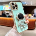 thumbnail image 2 of for iPhone 12 Pro Max Case ,Hidden Astronaut Stand Pasteable Kickstand, Upgrade Shockproof Corners ,Gold Trim Love Bracket Case for iPhone 12 Pro Max Cute for Women Cover (for iPhone12ProMax,green), 2 of 15