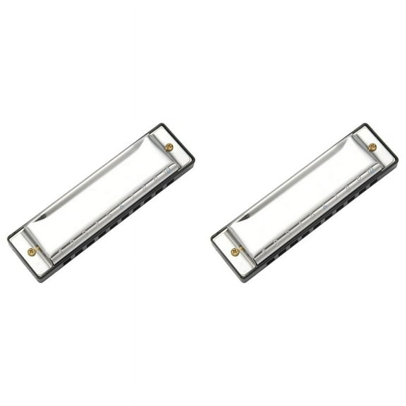 2X 10 Holes Blues Harmonica Musical Instrument Stainless Steel Mouth Organ for Children Gifts